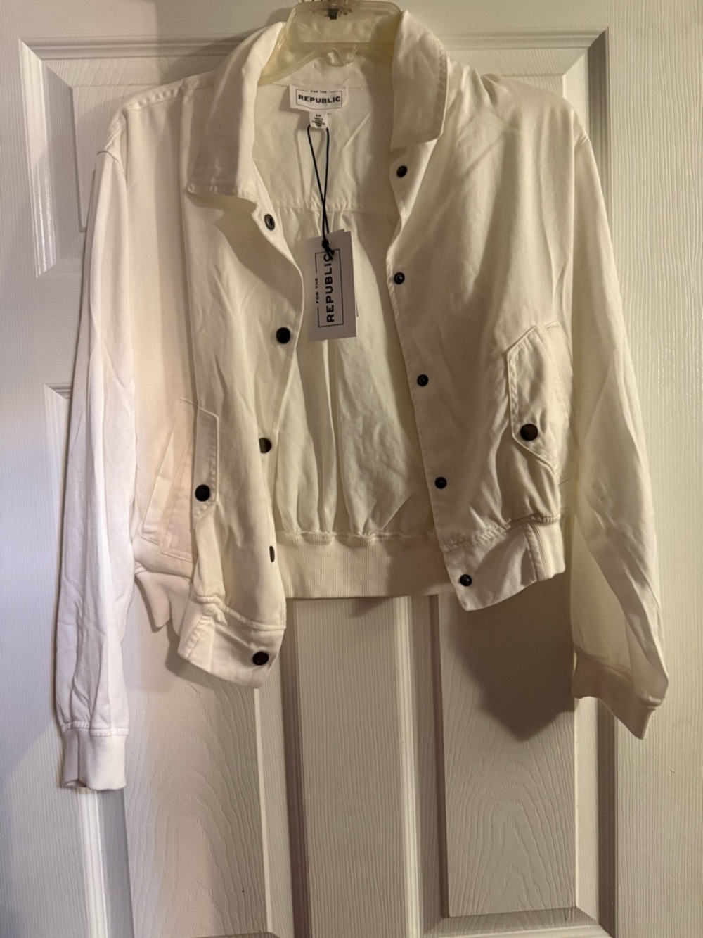 For The Republic White Bomber Jacket